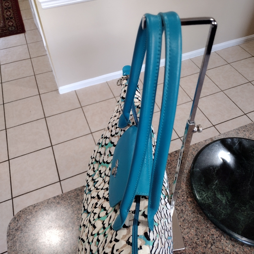 Longchamp Turquoise phanter print canvas and leather limited edition - Picture 16 of 17